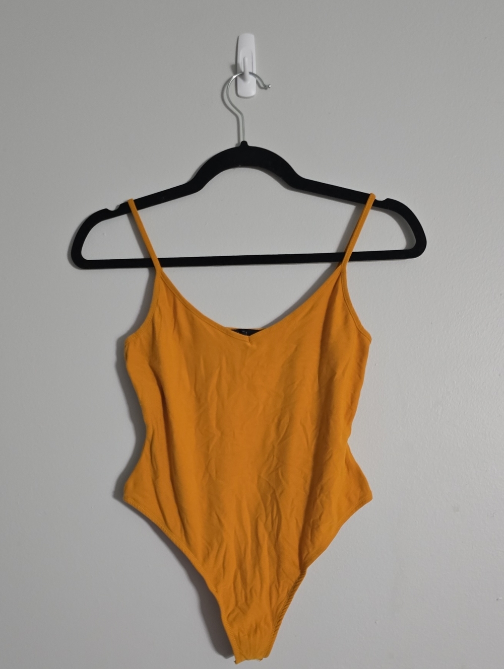 Derek Heart Mustard Yellow Spaghetti Strap Bodysuit